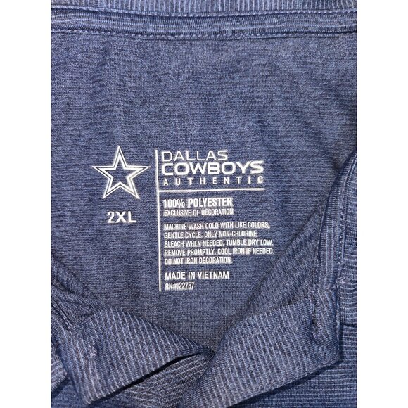 Dallas Cowboys Authentic 2XL Blue Polo Shirt Mens Collared Short Sleeve Polyeste - Picture 4 of 6